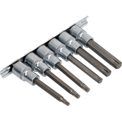 Набор головок-бит разнопрофильных Spline-Torx на планке (6 шт; 1/2") Forsage F-40918L(46632)