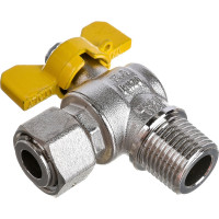 Кран сгон Tiemme НН 1/2 газовый угловой бабочка желтая 2220002