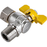 Кран сгон Tiemme НН 1/2 газовый угловой бабочка желтая 2220002
