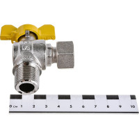 Кран сгон Tiemme НН 1/2 газовый угловой бабочка желтая 2220002