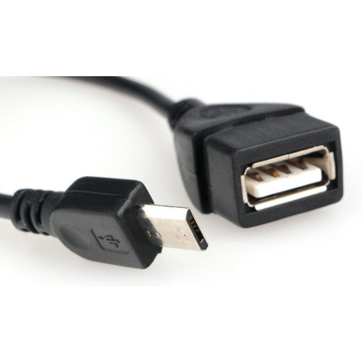 Кабель-переходник Cablexpert USB 2.0 OTG, AF/MicroUSB удлиненный (9 мм), медь, Pro, 0.15м, черный, пакет A-OTG-AFBM-03