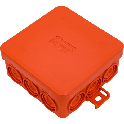 Огнестойкая коробка Экопласт JBL085 E110, о/п 85х85х38, 12 выходов, IP55, 4P, цвет оранжевый 43155HF