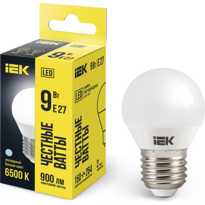 Лампа IEK LED, G45, шар, 9вт, 230В, 6500К, E27 LLE-G45-9-230-65-E27