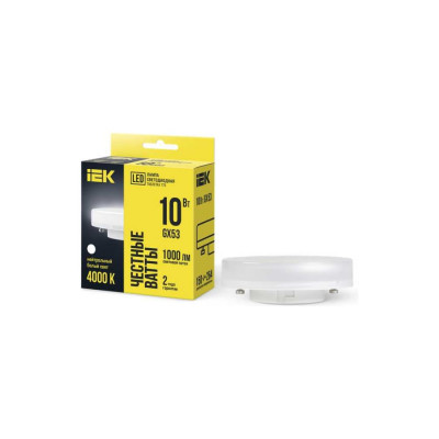 Лампа IEK LED T75 таблетка 10вт 230В 4000К GX53 LLE-T80-10-230-40-GX53