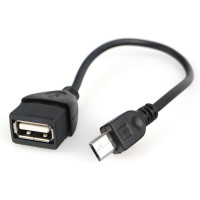Кабель-переходник Cablexpert USB 2.0 OTG, AF/MicroUSB удлиненный (9 мм), медь, Pro, 0.15м, черный, пакет A-OTG-AFBM-03