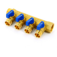 Коллектор Tiemme НВ 3/4', 4х1/2'х16 Н 36 мм, с кранами 1820016/1824G160404