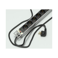 Блок розеток REM Rem-16 с индиктором, 9 Schuko, 16A, алюминий, 19, шнур 3м, черный R-16-9S-I-440-3
