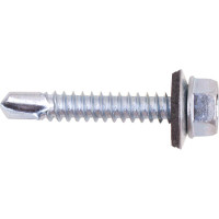 Кровельные саморезы Стройбат с буром 6,3x38 белый цинк 40 шт 293710