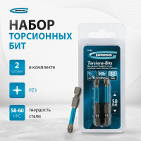 Набор бит торсионных (2 шт; PZ3; 50 мм) для ударных шуруповертов GROSS 11489