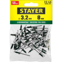 Алюминиевые заклепки STAYER Color-FIX RAL 6005 3.2х8 мм зеленый насыщенный, 50 шт 3125-32-6005