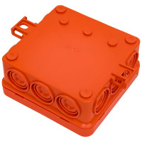 Огнестойкая коробка Экопласт JBL085 E110, о/п 85х85х38, 12 выходов, IP55, 4P, цвет оранжевый 43155HF
