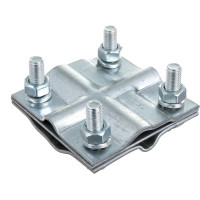 Зажим заземления EZETEK полоса/пруток - полоса/пруток крестообразный, оцинковка 90540-2