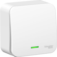 1-клавишный выключатель Systeme Electric BLANCA, открытой установки, с подсветкой, 6А, 250В, белый BLNVA061111