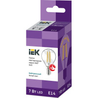 Лампа IEK серия 360, LED, G45, шар прозрачный, 7вт, 230В, 4000К, E14 LLF-G45-7-230-40-E14-CL