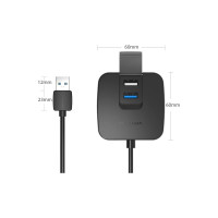 Концентратор Vention OTG USB 2.0/ USB 3.0 на 4 порта, черный - 0.5 м. CHABD