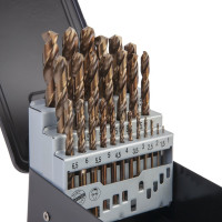 Набор сверл по металлу в металлическом кейсе (25 шт; 1-13 мм; шаг 0.5 мм; HSS-Co) WIEDERKRAFT WDK-DC25