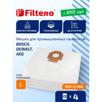 Мешки синтетические BSH 15 IND (4 шт; 20 л) для строительного пылесоса Bosch, Dewalt, Festool, Flex, Hilti, Nilfisk, Ryobi, AEG, DELVIR, EINHELL, HAMMER FLEX, KARCHER FILTERO 05910