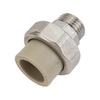 Муфта комбинированная RTP разъемная, американка, наружная резьба, D20х1/2 мм, серая 15519