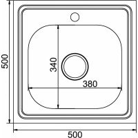 Мойка mixline 50х50х18 см, 0.8, выпуск 3 1/2, с сифоном, без гофры 527972