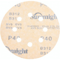 Круг шлифовальный GOLD B312T (5 шт; 125 мм; на липучке; 8 отв; золотистый; P40) SUNMIGHT 58103R