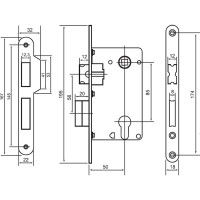 Замок с ригелем под ключевой цилиндр MORELLI L1885 BL, цвет - черный 9012833