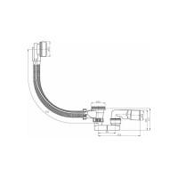 Полуавтоматический слив ванны PLASTBRNO 40, 50, L = 61 cm EVSC150