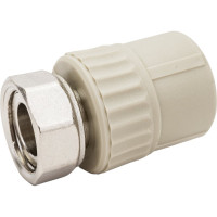 Муфта комбинированная с накидной гайкой VALFEX PP-R серая, 20 мм х1/2" 10139020Г 127-0377