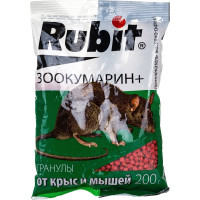 Защита от грызунов Rubit зоокумарин+ гранулы, 200 г, сырный 43820