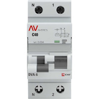 Дифференциальный автомат EKF DVA-6, 1P+N, 40А, 30мА, 6кА, AVERES rcbo6-1pn-40C-30-a-av