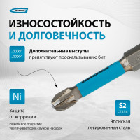 Набор бит торсионных (2 шт; PZ3; 50 мм) для ударных шуруповертов GROSS 11489