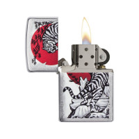 Зажигалка ZIPPO Asian Tiger, с покрытием Brushed Chrome, 38x13x57 мм, 29889