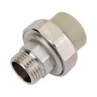 Муфта комбинированная RTP разъемная, американка, наружная резьба, D20х1/2 мм, серая 15519