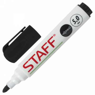 Staff Маркер стираемый для белой доски ЧЕРНЫЙ, Manager, 5 мм, с клипом, 151491