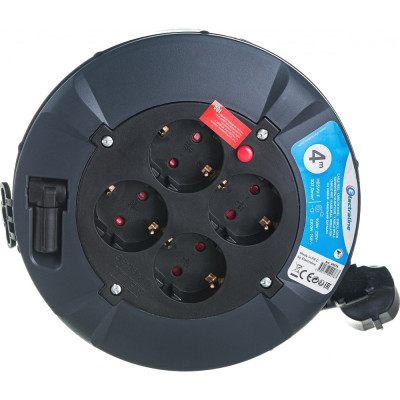 Electraline Кабельный барабан FIXED PANEL с 4 гнездами кабель ПВС 3x1,0-4М 49076