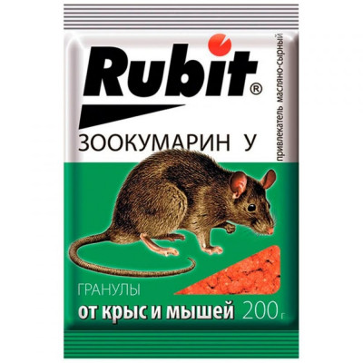 Rubit Защита от грызунов, зоокумарин+ гранулы 200гр у сырный 43820