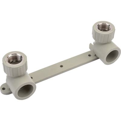 Двойной угольник ПОЛИТЭК настенный комплект, 25x1/2 с внутр.р. PPRC, серый 9600202512с