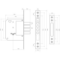 Врезной замок без ручки Стандарт 189-4MF-5К CP (хром; крестообразный ключ) 9273