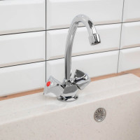 Смеситель для кухни СоюзКран поворотный излив 20 см, керамический кран-буксы 1/2, хром, цинк SK01-T207 567-065