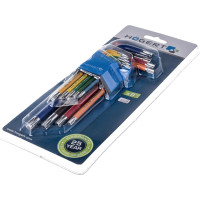 Набор Г-образных удлиненных ключей TORX HOEGERT TECHNIK с цветной маркировкой, Т10-Т50 HT1W817