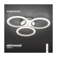 Светодиодная диммируемая люстра с ДУ RITTER Rieti 52Вт, 2700К/4200К/6400К, 3400Лм, 385x80мм 52360 4