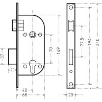 Врезной замок с ручками Аллюр 132/1 GP латунь 1089