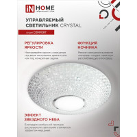 Светодиодный светильник IN HOME COMFORT CRYSTAL 55Вт 230В 3000-6500K 4400Лм 400x100мм пульт ДУ 4690612034898