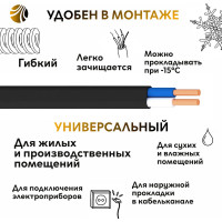 Кабель ОРЕОЛ ВВГп-НГ А 2х2,5 мм ГОСТ 100 м 00000046229