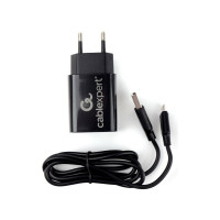 Адаптер питания Cablexpert USB 2 порта, 2.4A, черный + кабель 1м micro MP3A-PC-35