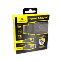Адаптер питания Cablexpert USB 2 порта, 2.4A, черный + кабель 1м lightning MP3A-PC-36