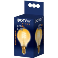 Светодиодная лампочка ФОТОН филаментная LED FL P45-S 4Вт E14 2200К, теплый свет, 23964