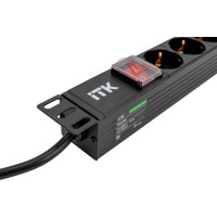 Блок розеток IEK ITK PDU 8 розеток нем. ст, с LED выкл,1U, шнур 2м вилка нем. ст PH12-8D1