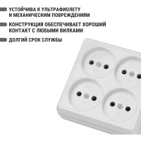 Розетка TDM ELECTRIC четырехместная 2П открытой установки IP20 10A белая серия "Ладога" SQ1801-0120