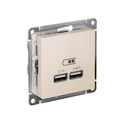 Розетка Systeme Electric AtlasDesign Бежевый USB 2-ая, 5В, 2,1 А ATN000233