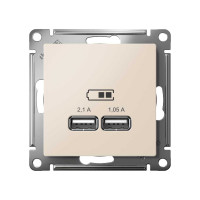 Розетка Systeme Electric AtlasDesign Бежевый USB 2-ая, 5В, 2,1 А ATN000233